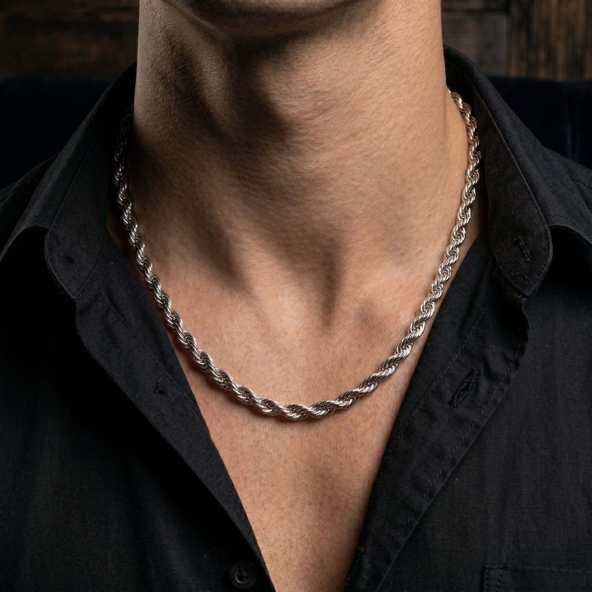 Silver Rope Chain Necklace