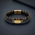 Double Layer Leather & Stone Bracelet